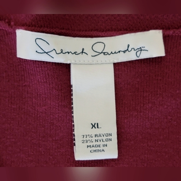 NWOT French Laundry XL V-Neck Sweater 3/4 Sleeve Burgandy Maroonhi - Picture 4 of 12